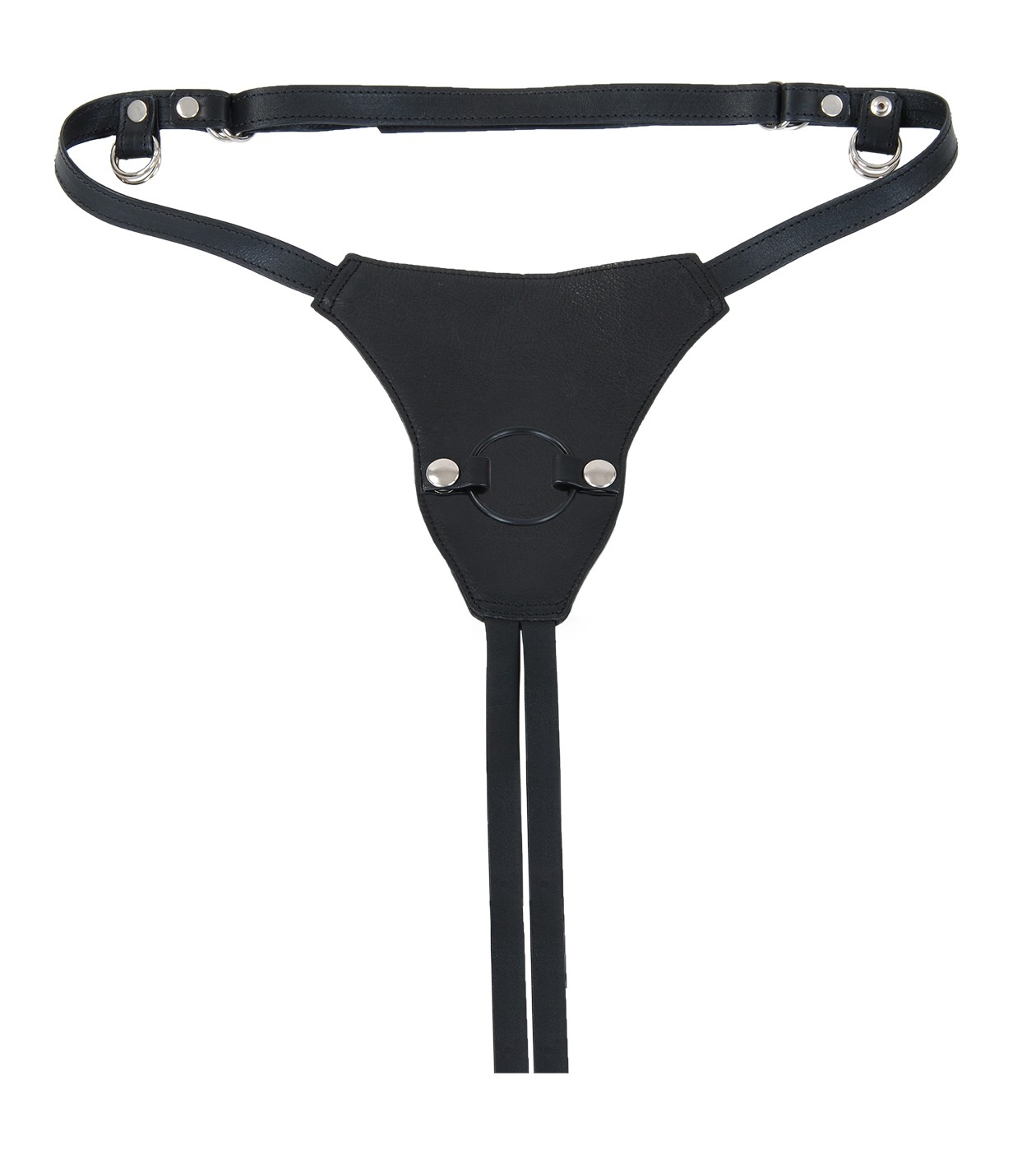 Damen-Harness Strap on in schwarz ohne Hintergrund mit Gummi