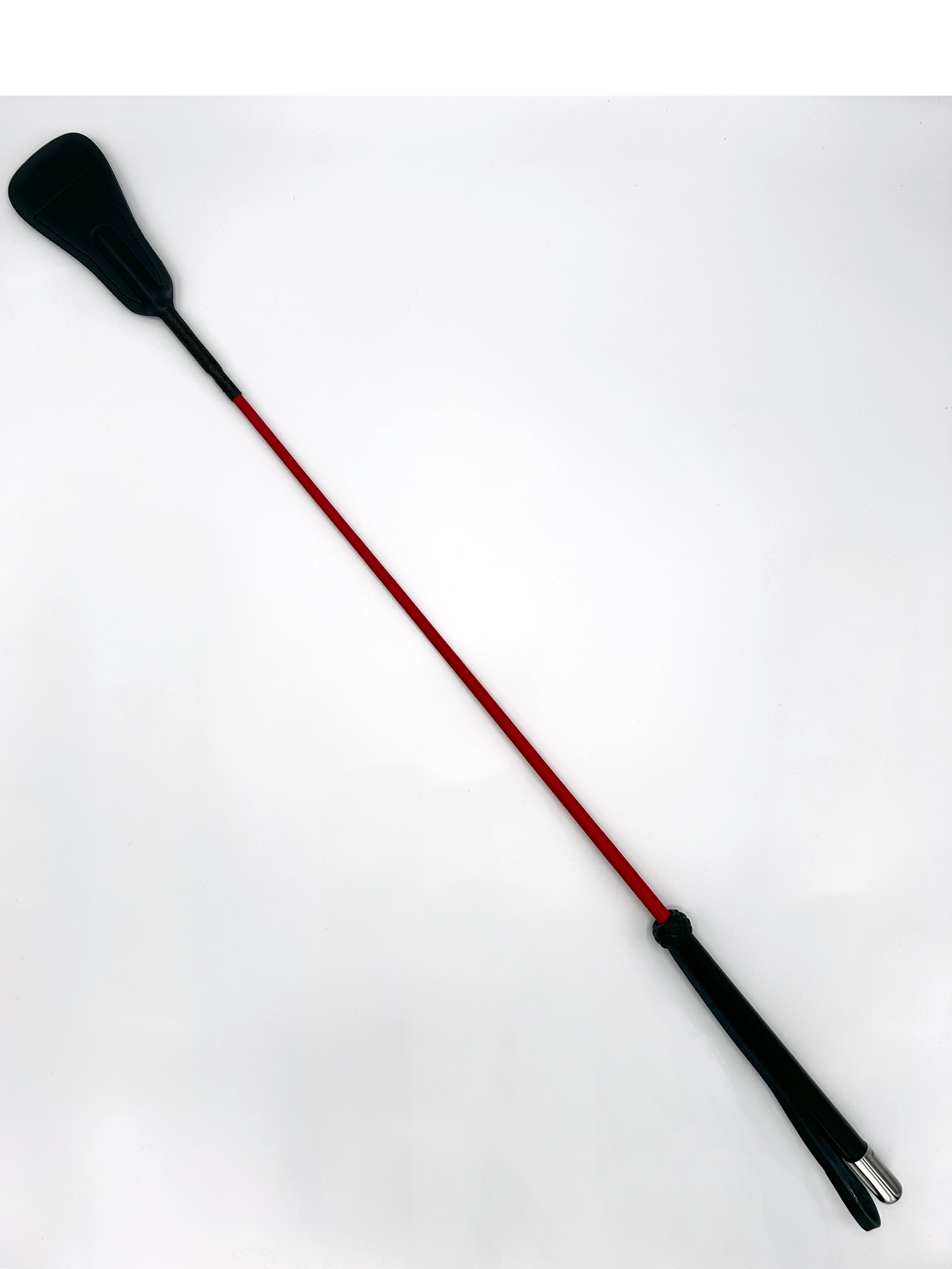 Draufsicht von Gerte mit rotem Fiberglasstiel