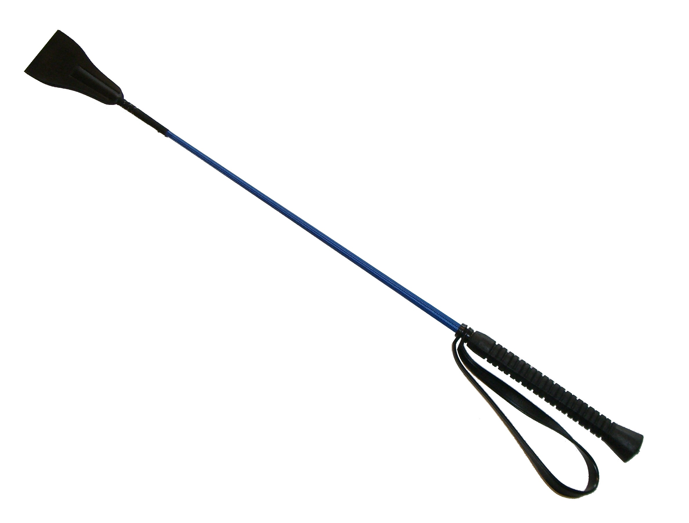 Gerte mit Lederklatsche mit blauem Stiel