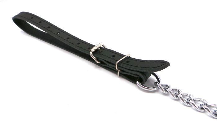 Schwarze Handschlaufe mit glänzender Kette zum öffnen