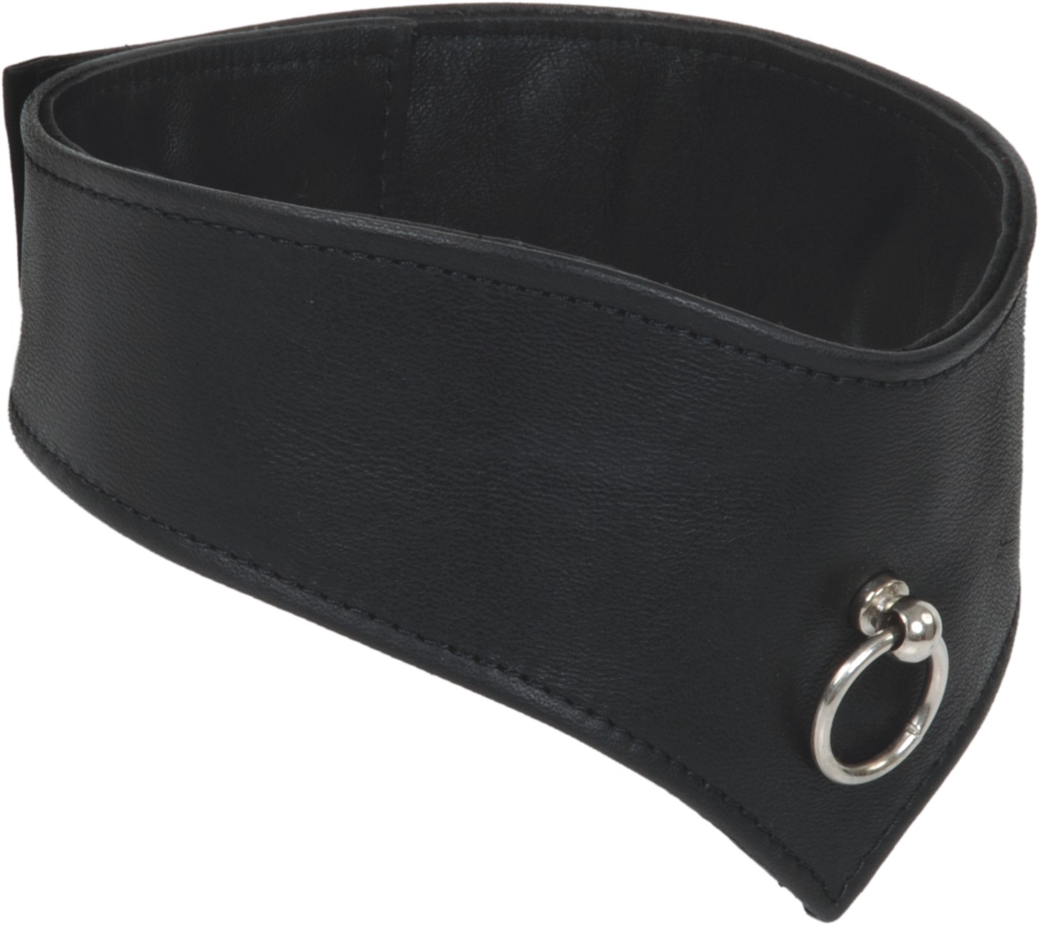 Halsband von schräg zulaufend aus Echtleder mit Ring der O bei pm-bodyleather.de