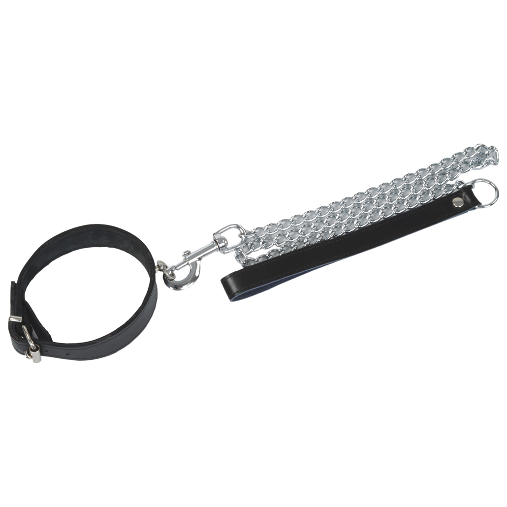 Halsband Passion mit Ring der O und Führungsleine als Freisteller von oben