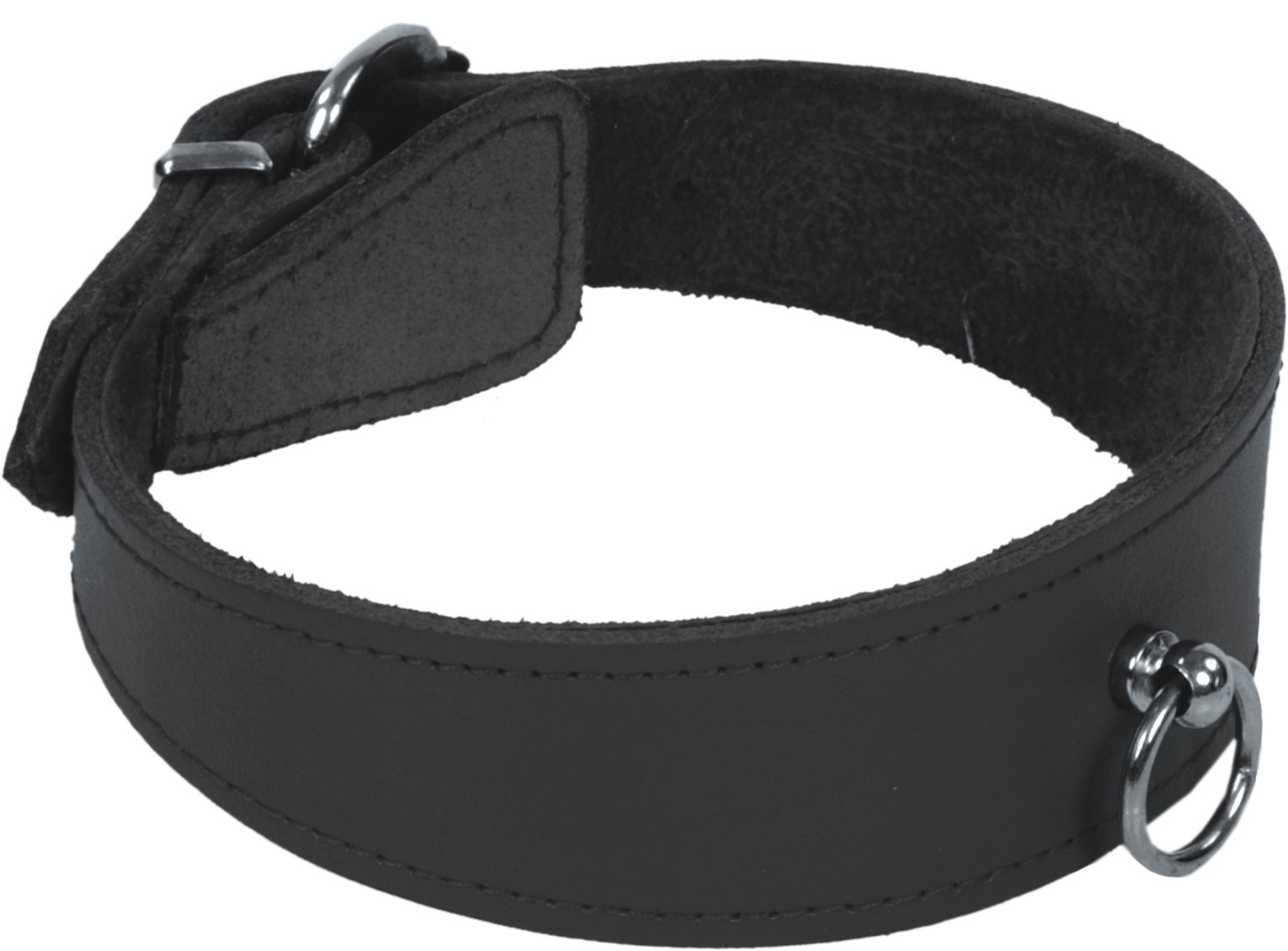 Freisteller Halsband Passion aus Echtleder in schwarz und Ring der O