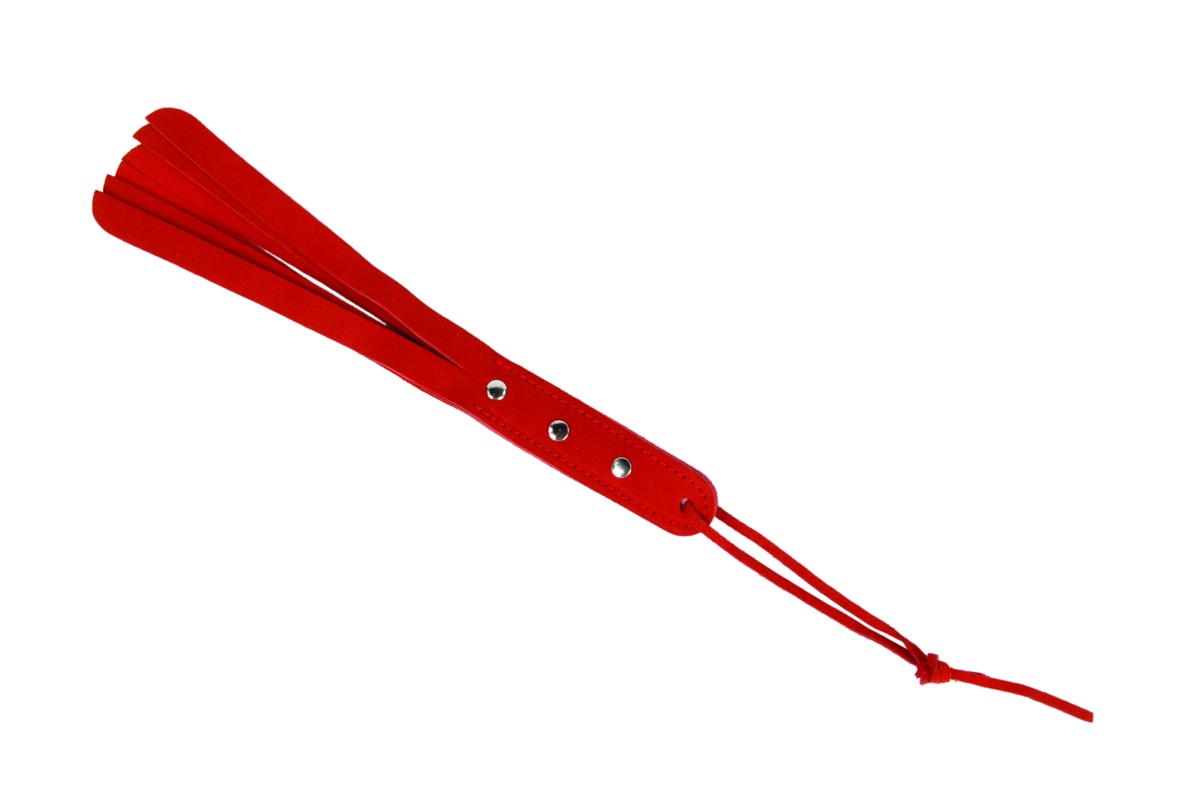 Rote kleine Velourlederpeitsche mit kurzen Riemen