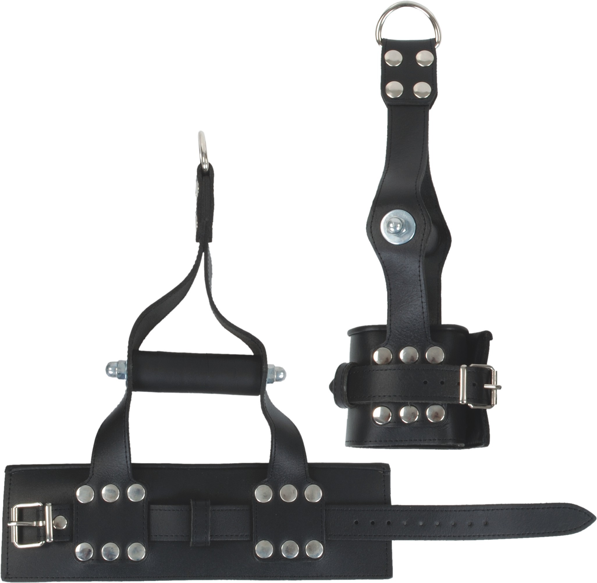 Hand-Hängefesseln mit Schließen aus schwarzem Echtleder pm-bodyleather.de