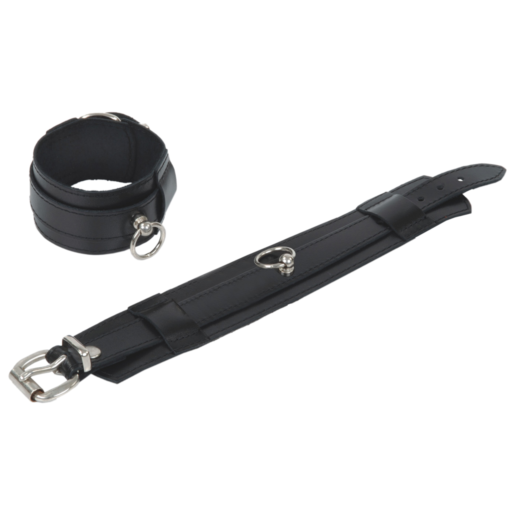 Freisteller vom Paar gepolsterte Fußfesseln mit 2 D-Ringen bei pm-bodyleather.de