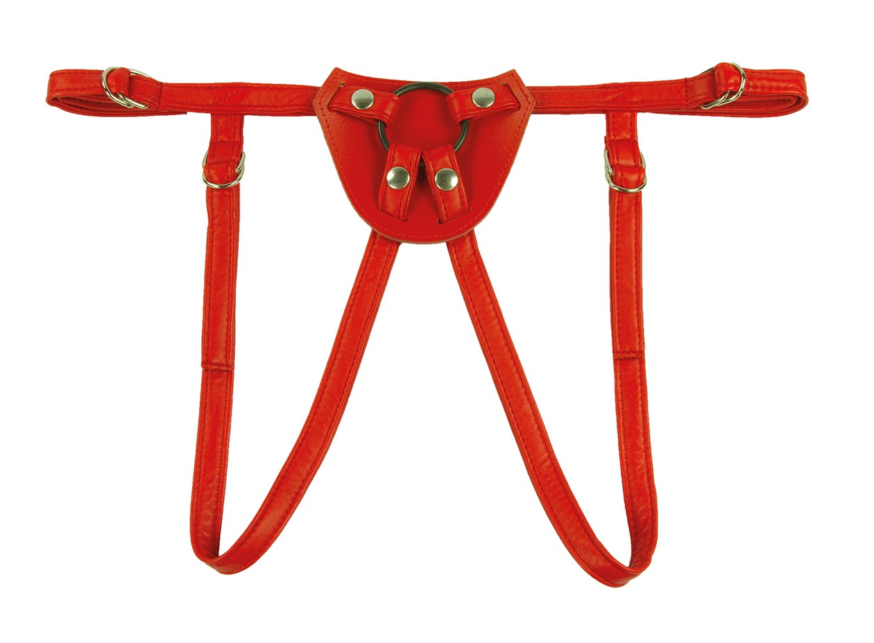 Dildo Harness in rot ohne Hintergrund