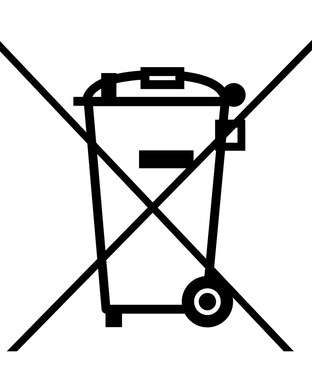 Symbol: durchgestrichene Mülltonne