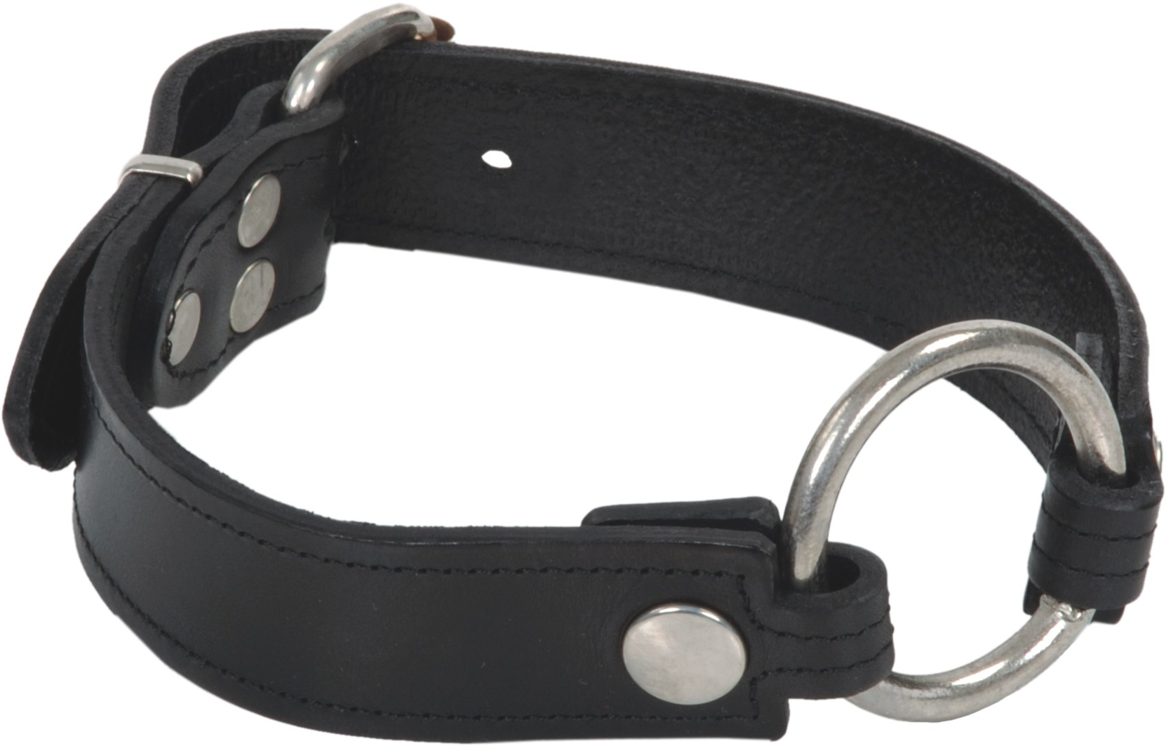 Ringknebel / Öffnungsknebel mit Metallring aus Echtleder als Freisteller