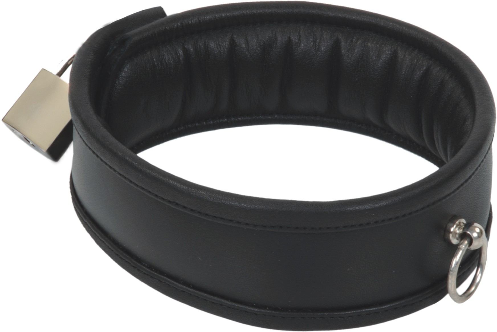 Freisteller von gepolstertem Halsband mit Ring der O mit Schloss
