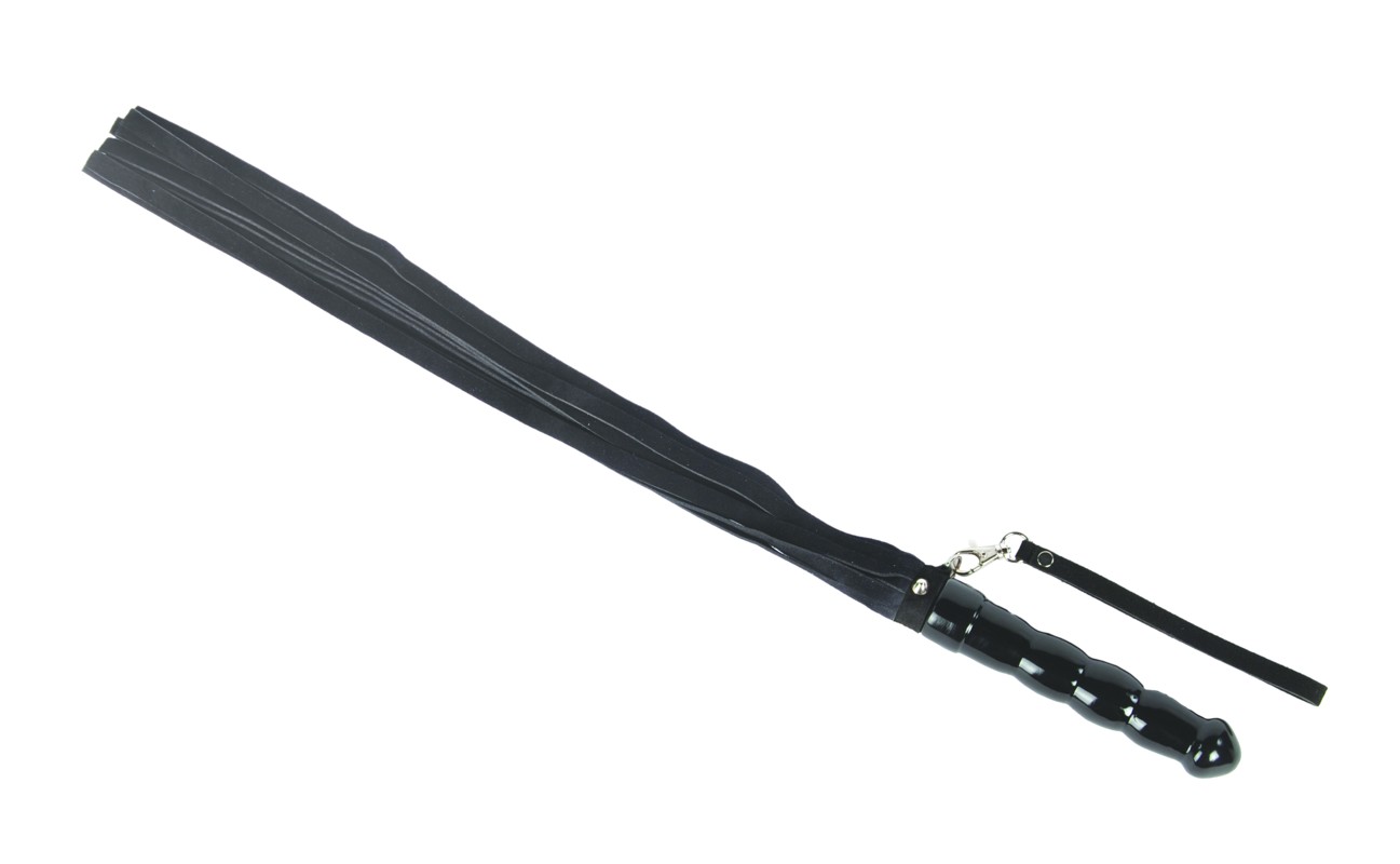 Schwarze Peitsche mit Velourlederriemen