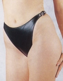 Damen Leder String mit roter Paspel