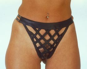 Damen echt Leder String mit Kreuzmuster
